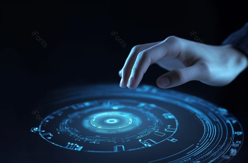 现代工业工厂中用于控制人工智能(AI)操作的全息图,高清,摄影图,摄影图片,图片大全,摄影图免费下载